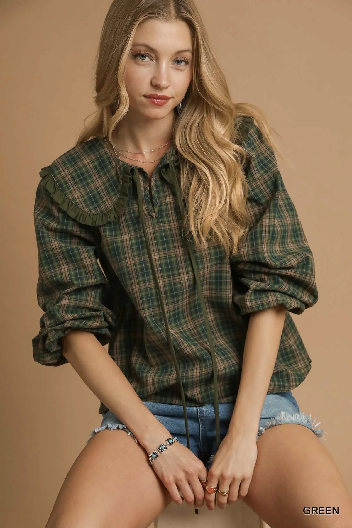 TinselRuffle Collar Blouse