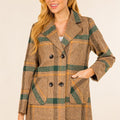 PLAID TEXTURED DOUBLE BREASTED COAT