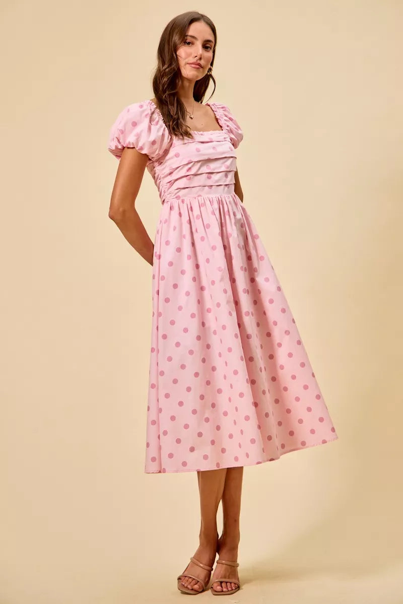 So Me  Short Sleeves Midi Dress