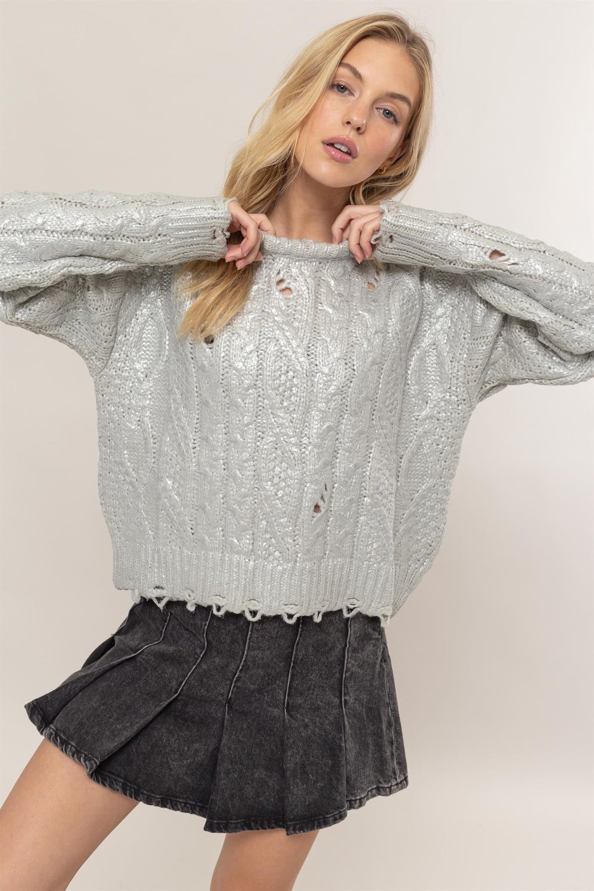 All that Glitters Distressed Sweater