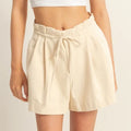 HYFVE High-Waisted Washed Twill Paperbag Shorts