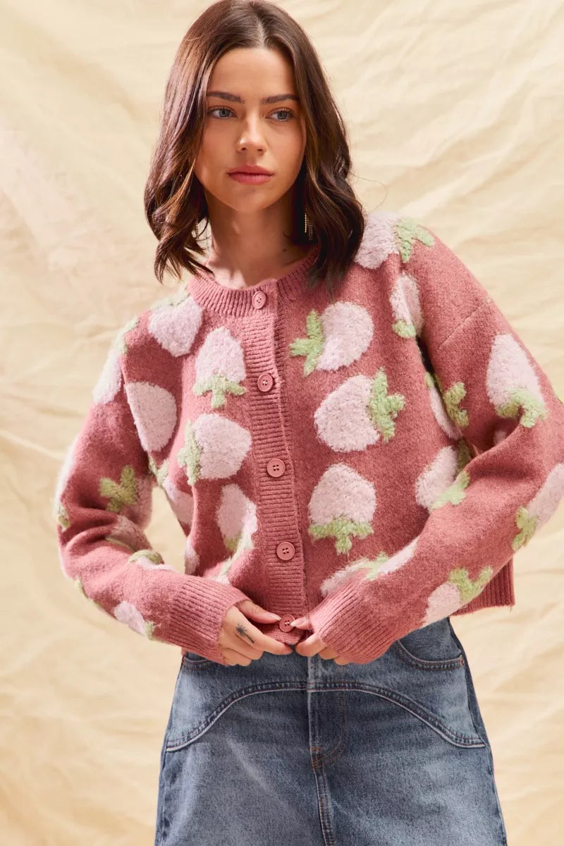 Strawberry Button Cardigan