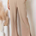 Paris wide Waistband Slit Wide Leg Pants