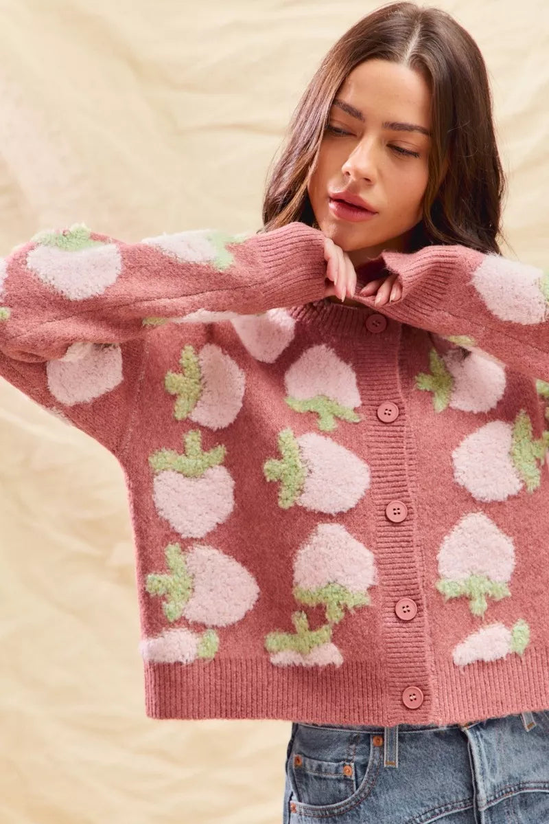 Strawberry Button Cardigan